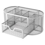 Подставка-органайзер металлическая BRAUBERG "Germanium", 9 секций, 105х220х110 мм, серебро, 237419