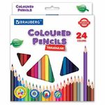 Карандаши цветные BRAUBERG PREMIUM, 24 цвета, трехгранные, грифель мягкий 3,3 мм, 181653