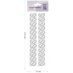 Наклейки акриловые MESHU "White line", 25*7,8см, стразы, 500 наклеек, инд. уп., европодвес