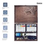 Краски масляные Гамма "Студия", 10 цветов, 17 предметов, в деревянном коробе