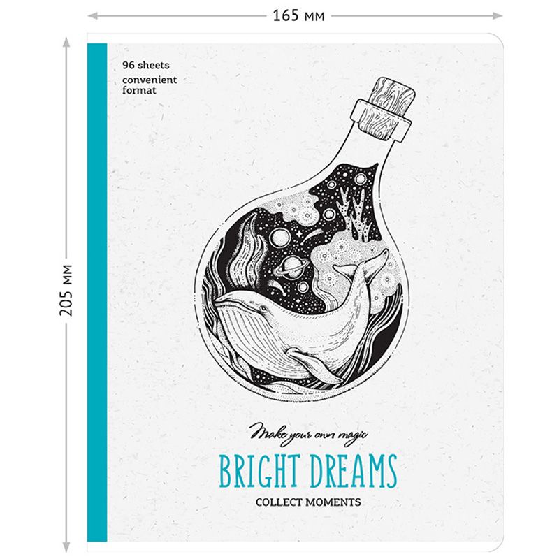 Тетрадь 96л., А5, клетка ArtSpace "Рисунки. Bright dreams", матовая ламинация, выборочный УФ-лак