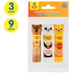 Набор клей-карандаш Мульти-Пульти "Зверята: Кот, Мишка, Панда", 09г, колпачок в форме животного, ПВП, пакет, европодвес