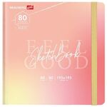 Скетчбук, белая бумага 80 г/м2, 195х195 мм, 80 л., резинка, твердый, BRAUBERG ART DEBUT "Уноколор", 114583