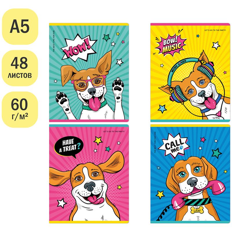 Тетрадь 48л., А5, клетка ArtSpace "Питомцы. Comic animals", эконом