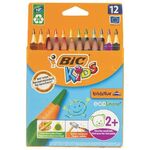 Карандаши цветные утолщенные BIC "Kids Evolution Triangle", 12 цветов, пластиковые, трехгранные, картонная упаковка, 8297356