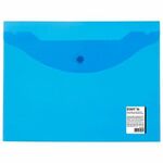Папка-конверт с кнопкой МАЛОГО ФОРМАТА (240х190 мм), А5, прозрачная, синяя, 0,15 мм, STAFF, 270466