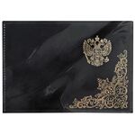 Обложка для паспорта OfficeSpace "Герб", лакированная кожа, тиснение золото, черная