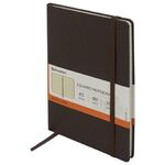 Блокнот А5 (148x218 мм), BRAUBERG "Metropolis", балакрон, 80 л., резинка, клетка, коричневый, 111586