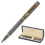 Ручка подарочная шариковая GALANT "Dark Chrome", корпус матовый хром, золотистые детали, пишущий узел 0,7 мм, синяя, 140397