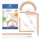 Набор чертежный средний BRAUBERG "FRESH ZONE" (линейка 20 см, 2 треугольника, транспортир), оранжевая шкала, 210763