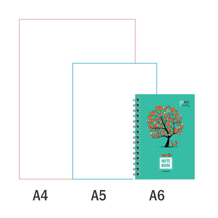 Записная книжка А6 96л., на гребне ArtSpace "Fox family", твердая обложка, глянцевая ламинация