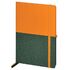 Блокнот А5 (148х218 мм), BRAUBERG "DUO" под кожу с резинкой, 80 л., клетка, оранжевый/зеленый, 113435