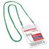 Бейдж вертикальный БОЛЬШОЙ (120х90 мм), на зеленом шнурке 45 см, 2 карабина, ОФИСМАГ, 235721
