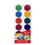 Краски акварельные BRAUBERG "МАГИЯ ЦВЕТА NEW", медовые, 12 цветов, круглые кюветы, 192286