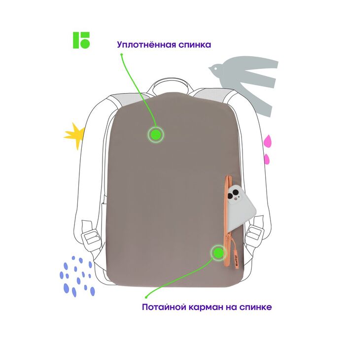 Рюкзак Berlingo Combo "Grafit" 41*29*13см, 1 отделение, 6 карманов, уплотненная спинка