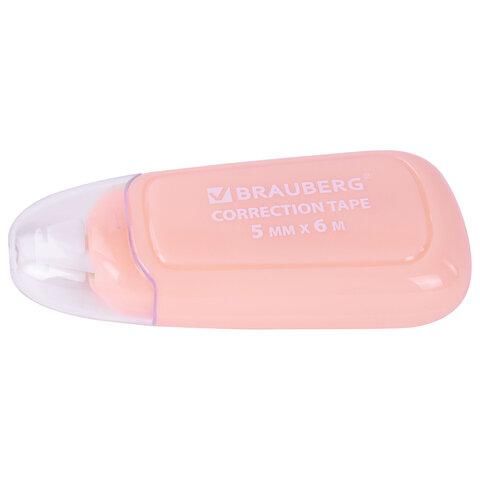 Корректирующая лента BRAUBERG COMPACT PLUS PASTEL, 5 мм х 6 м, корпус ассорти, блистер, 270551