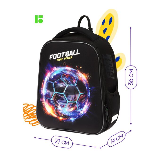 Ранец Berlingo Expert Mini "Football power" 36*27*14см, 2 отделения, 2 кармана, анатомическая спинка, мешок для обуви