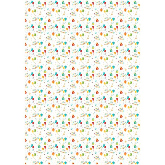 Упаковочная бумага глянц. 70*100см, MESHU "День Рождения", 80г/м2, ассорти 5 дизайнов