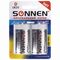 Батарейки КОМПЛЕКТ 2 шт, SONNEN Alkaline, D (LR20, 13А), алкалиновые, в блистере, 451091