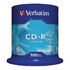 Диски CD-R VERBATIM 700 Mb 52х Cake Box (упаковка на шпиле), КОМПЛЕКТ 100 шт., 43411