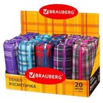 Пенал-косметичка BRAUBERG полиэстер, ассорти 5 цветов, "Шотландия", 20х6х4 см, дисплей, 223897