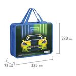 Папка на молнии с ручками ЮНЛАНДИЯ А4, 1 отделение, пластик, ширина 80 мм, "Neon car", 270118