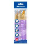 Кисти синтетика BRAUBERG, НАБОР 10 шт., фиолетовые (Круглые; Овальные; Плоские; Лайнеры), 201029