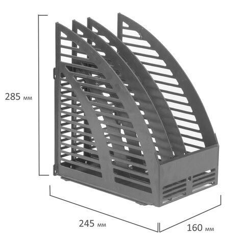 Лоток вертикальный для бумаг STAFF, 245х165х285 мм, 3 отделения, сетчатый, сборный, серый, 237294