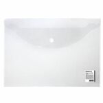 Папка-конверт с кнопкой STAFF, А4, до 100 листов, прозрачная, 0,15 мм, 270467