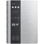Бизнес-тетрадь А4+, 80л., Berlingo "Steel&Style", клетка, на гребне, 80г/м2, пластик. (полифом) обложка, линейка-закладка, серебристый металлик