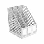 Лоток вертикальный для бумаг BRAUBERG "Office-Expert", 215 мм, 3 отделения, сборный, серый, 238018