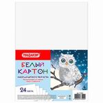 Картон белый А4 немелованный (матовый), 24 листа, ПИФАГОР, 200х290 мм, "Совушка", 113565