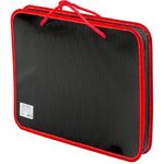 Папка на молнии пластиковая с ручками BRAUBERG "Contract", А4, 350х270х45 мм, черно-красная, 225164