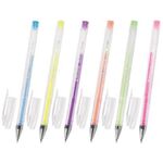 Ручки гелевые BRAUBERG "Jet", НАБОР 6 ЦВЕТОВ, ПАСТЕЛЬНЫЕ, узел 0,7 мм, линия письма 0,5 мм, 141033