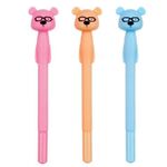 Ручка фигурная шариковая ЮНЛАНДИЯ "Мишка", мягкий силиконовый корпус, ассорти, СИНЯЯ, пишущий узел 0,7 мм, 143780