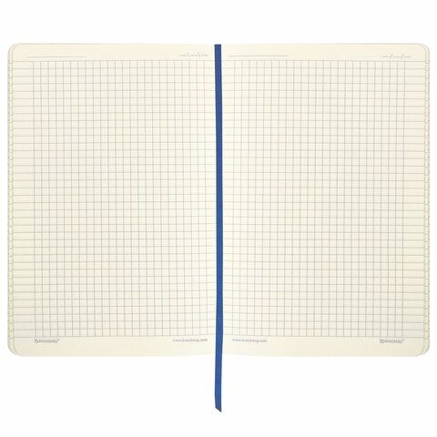 Блокнот А5 (148x218 мм), BRAUBERG "Metropolis Ultra", под кожу, 80 л., резинка, клетка, синий, 111017