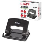 Дырокол STAFF "Manager", металлический средний, до 20 листов, черный, 224649