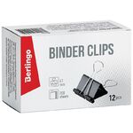 Зажимы для бумаг 41мм, Berlingo, 12шт., черные, картонная коробка