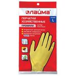 Перчатки хозяйственные латексные LAIMA "Премиум", МНОГОРАЗОВЫЕ, хлопчатобумажное напыление, суперплотные, L (большой), 600272