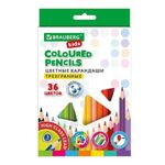 Карандаши цветные BRAUBERG KIDS, 36 цветов, трехгранный корпус, грифель мягкий 3 мм, 181945