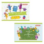 Альбом для рисования, А4, 8 л., скоба, обложка офсет, ПИФАГОР, 200х285 мм, "Веселые карандаши" (2 вида), 104851