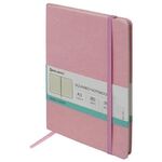 Блокнот А5 (148x218 мм), BRAUBERG "Metropolis Special", под кожу, 80 л., резинка, клетка, розовый, 111579