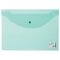 Папка-конверт с кнопкой STAFF, А4, до 100 листов, прозрачная, зеленая, 0,12 мм, 225171