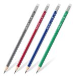 Набор карандашей чернографитных BRAUBERG "G-100" 4 шт., HB, с ластиком, корпус ассорти, 181715