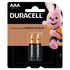 Батарейки КОМПЛЕКТ 2 шт., DURACELL Basic, AAA (LR03, 24А), алкалиновые, мизинчиковые, блистер