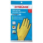 Перчатки хозяйственные латексные LAIMA "Стандарт", МНОГОРАЗОВЫЕ, хлопчатобумажное напыление, размер L (большой), 600270