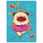 Блокнот МАЛЫЙ ФОРМАТ (103х148 мм) А6, 32 л., сшивка, тиснение, клетка, ЮНЛАНДИЯ, Мопс, 662704