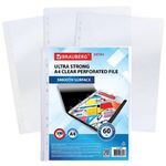 Папки-файлы перфорированные плотные А4 BRAUBERG "ГЛЯНЦЕВЫЕ EXTRA 600" КОМПЛЕКТ 100 шт., ПЛОТНЫЕ, 60 мкм, 229665