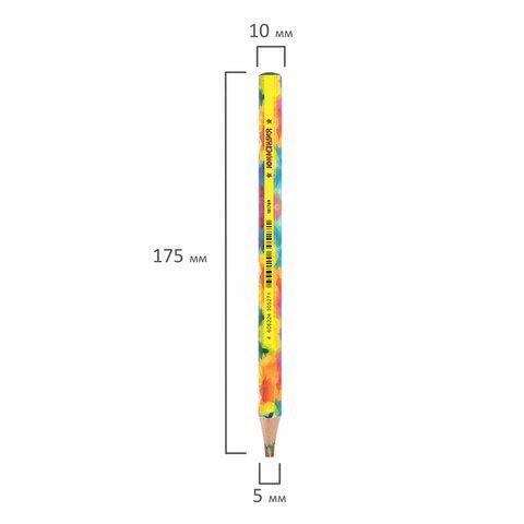 Карандаш с многоцветным грифелем МЯГКИЙ, 1 шт., ЮНЛАНДИЯ "MAGIC", классические цвета, утолщенный, 181789