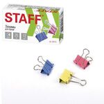 Зажимы для бумаг STAFF "Profit", КОМПЛЕКТ 12 шт., 25 мм, на 100 листов, цветные, картонная коробка, 225157